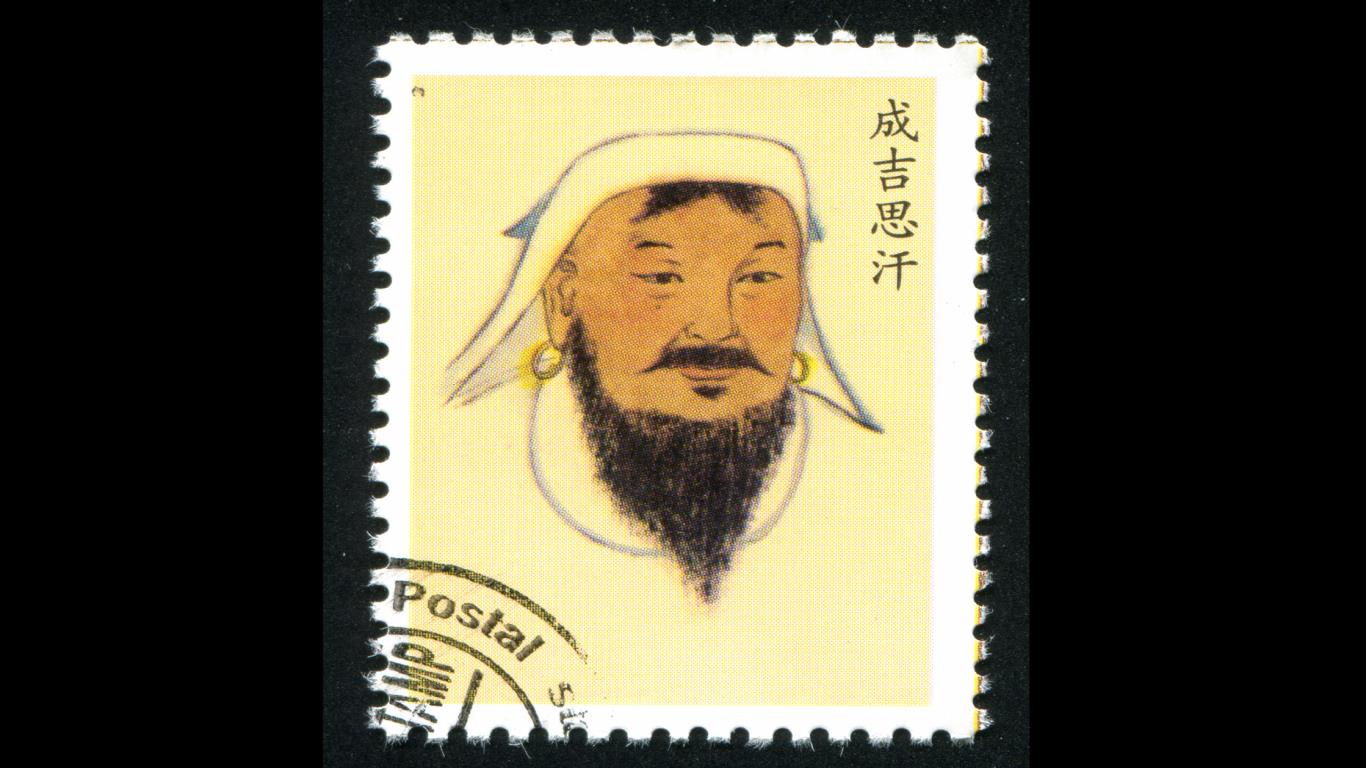 Genghis Khan – peak net worth: $100s trillions (£100s of trillions) 
