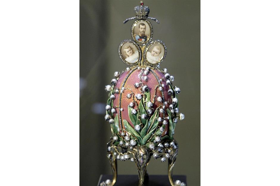 Boîte à Bijoux Oeuf Fabergé Imperial - Bleu Et Or - Style Antique