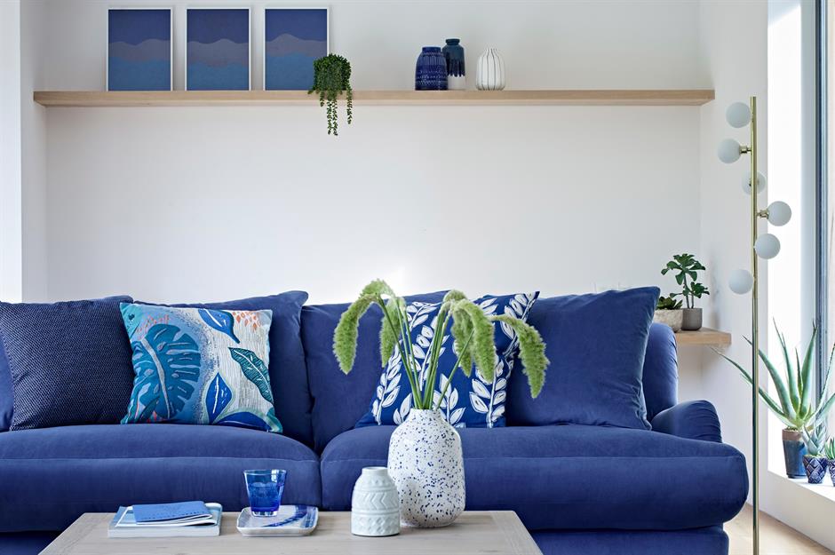 Living Room Interior Design Blue Sofa - Navy Blue Living Room Ideas