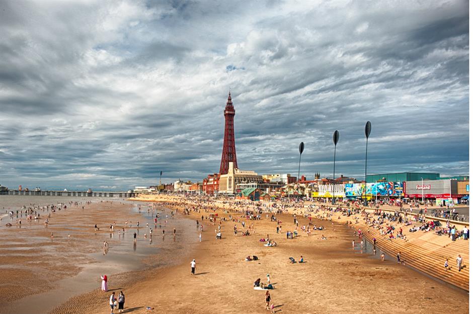 View of Blackpool beach towards the tower