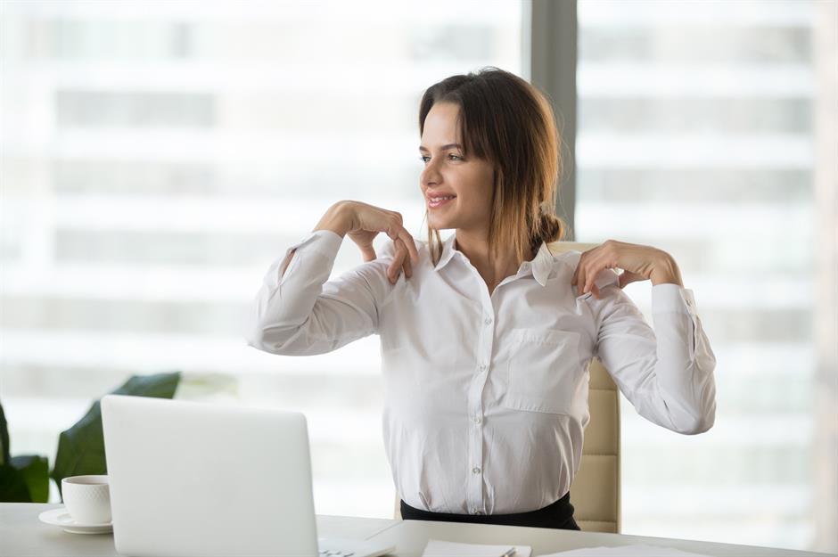 Tip: 'Squeeze an orange' between your shoulder blades 