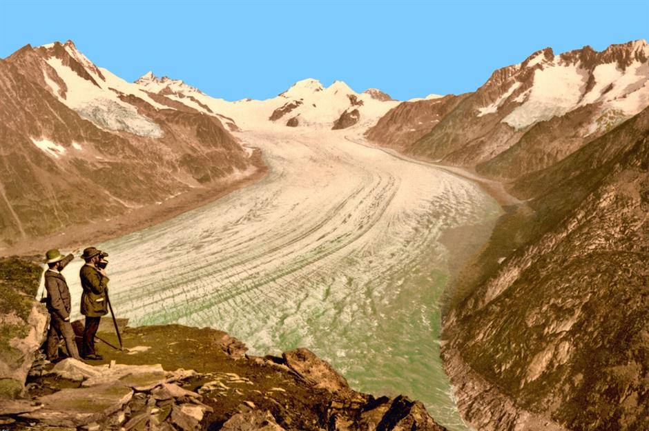1890: Aletschgletscher in den Schweizer Alpen