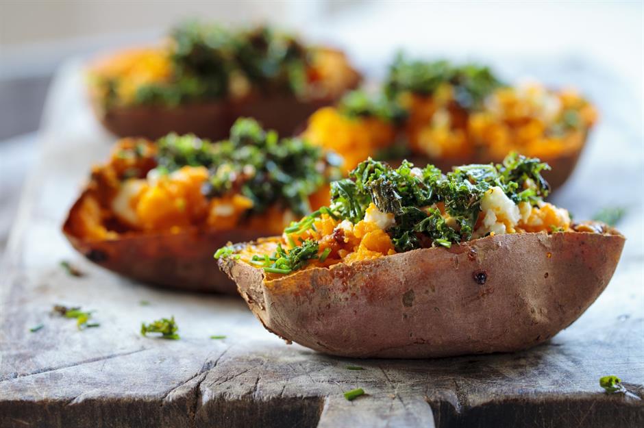 7. Experiment with stuffed baked sweet potatoes