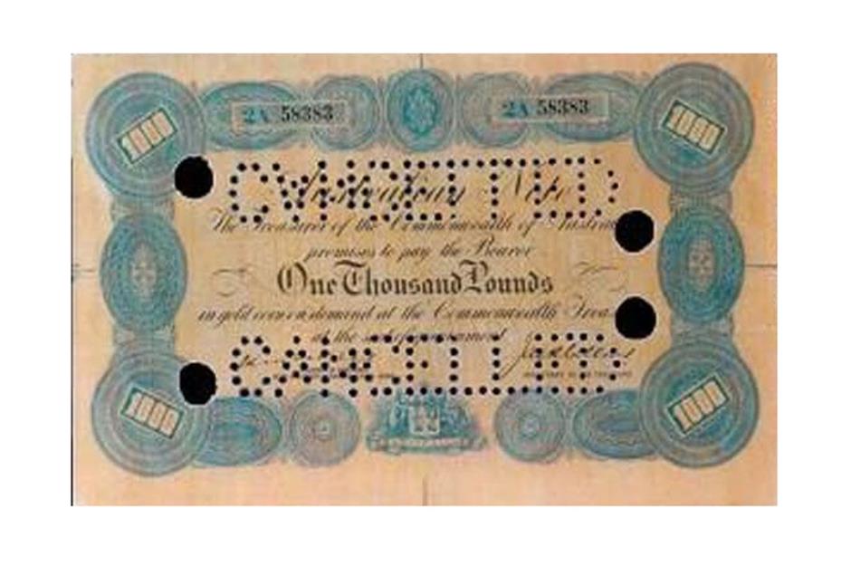 Australia 1924 £1,000 Banknote – $1.2 million (£963k)