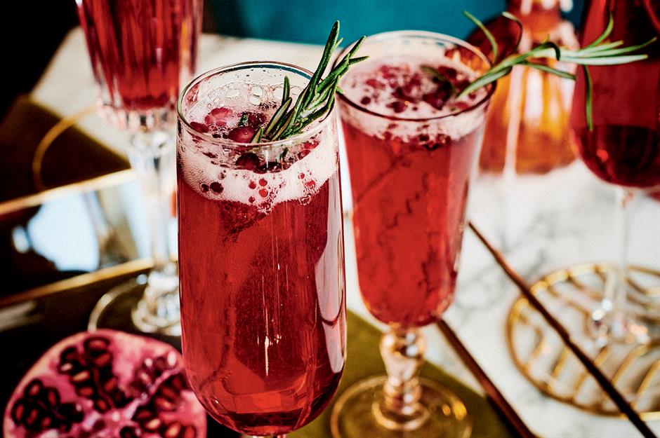 Drinks: rosemary and pomegranate fizz