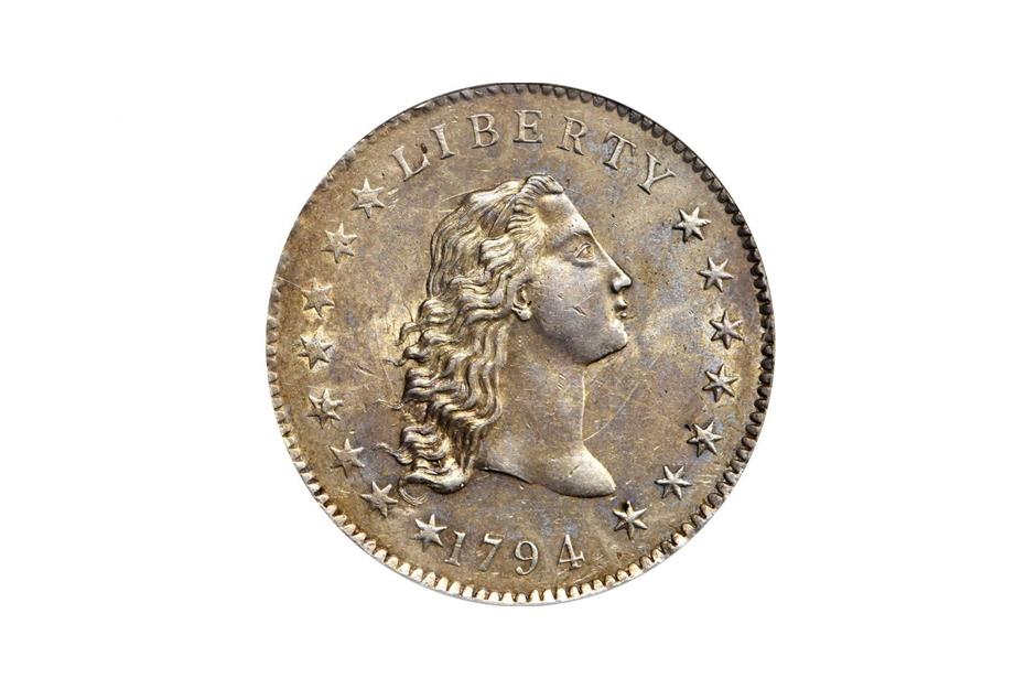 1794 'flowing hair' silver dollar coin: $1.05 million (£780k)