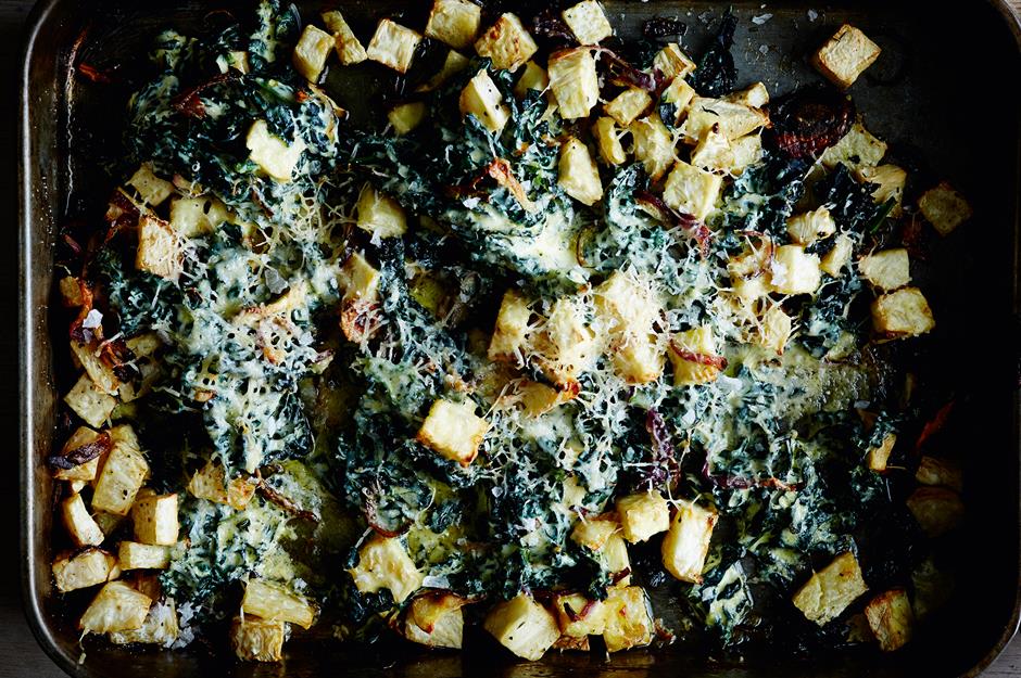 Sides: creamy kale and celery root