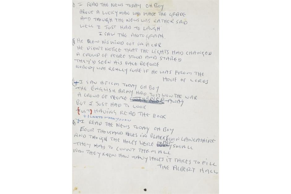Beatles' A Day in the Life lyrics: $1.2 million (£916k) 
