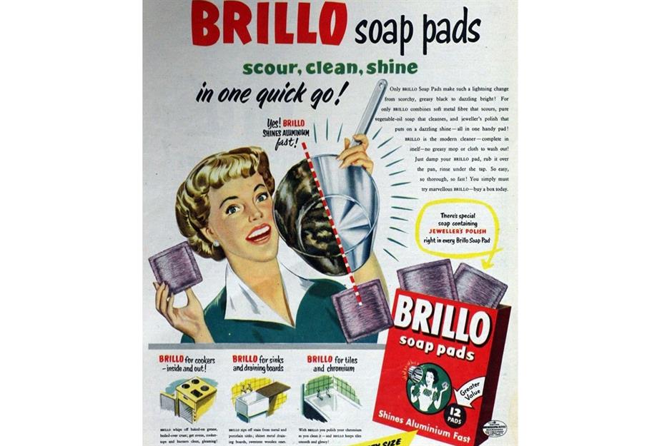 Original Vintage Advertising for 1958 Brillo Soap Pads shine Aluminum Fast  