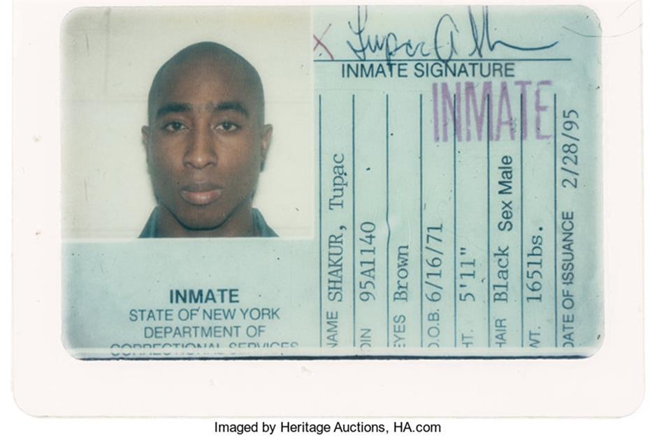 Tupac Shakur’s prison ID card – $30,000 (£23.3k)