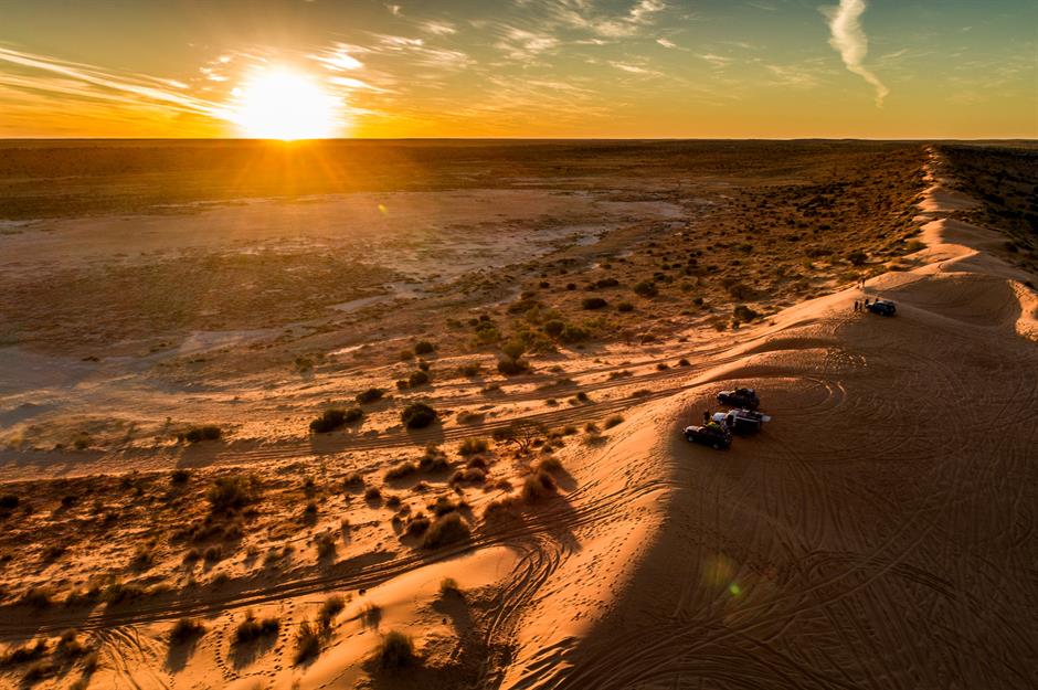 Dramatic red sand dunes near Birdsville, Outback Queensland.