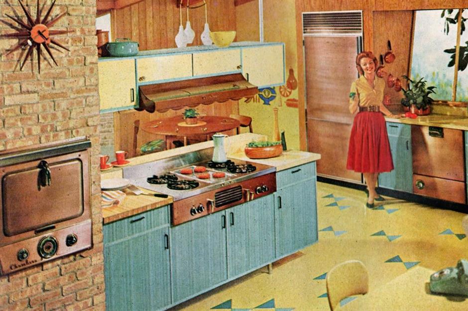 vintage retro kitchen | Wallpaper Template