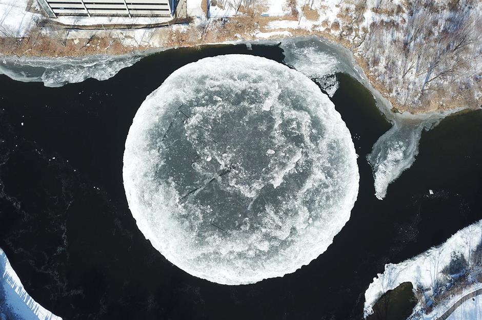 Ice disk, Westbrook, Maine, USA