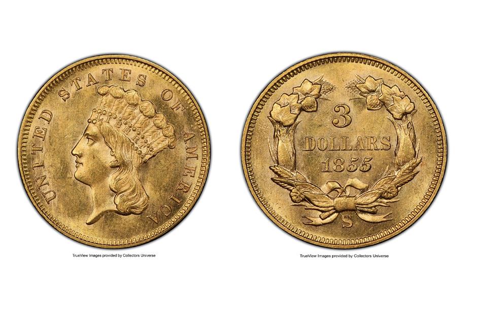 1855-S $3 Gold coin: $264,000