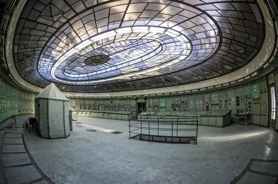 A dilapidated Art Deco power station, Hungary