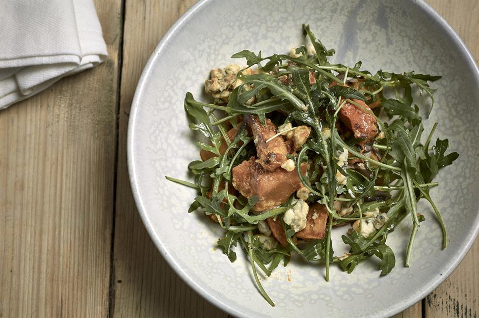 Starters: warm butternut squash salad