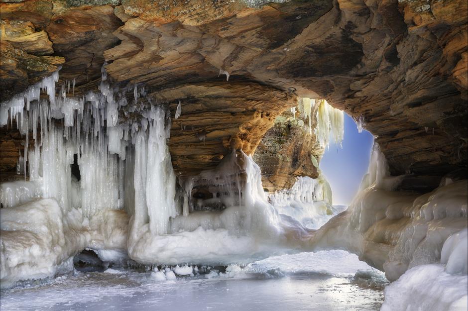 Ice caves, Apostle Islands National Shoreline, Wisconsin, USA