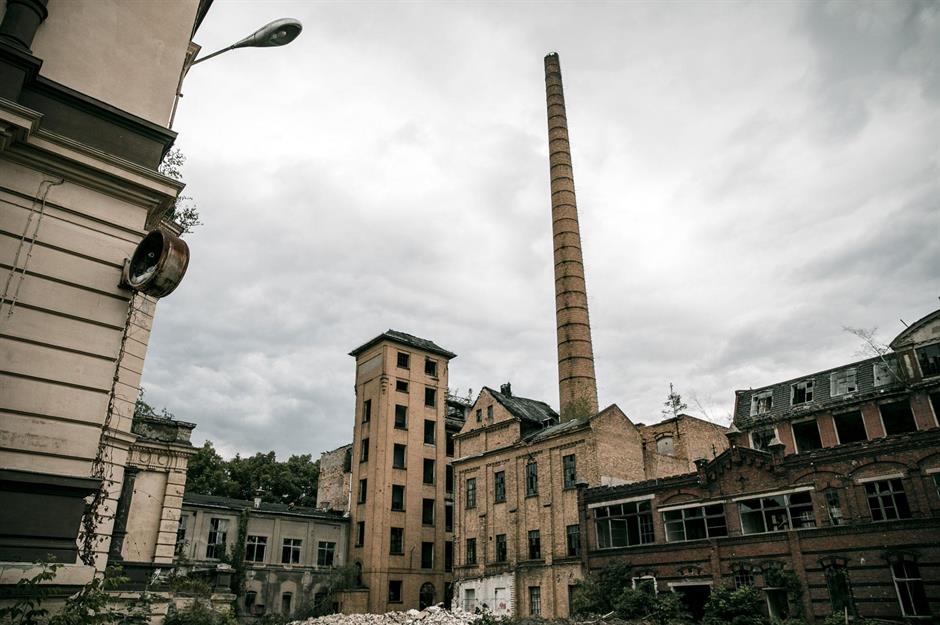A crumbling textile factory that was occupied by the Nazis, Germany