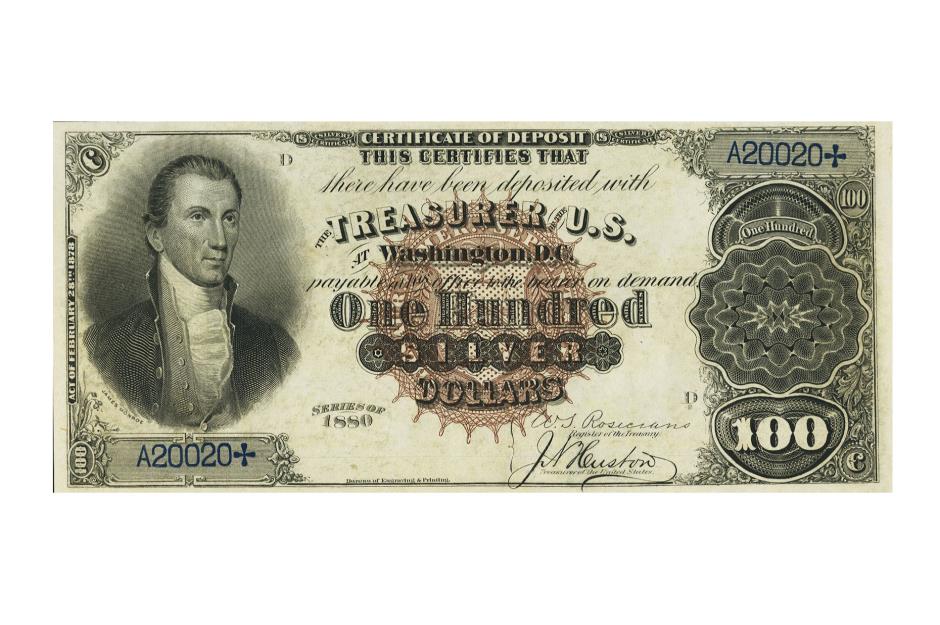 USA 1880 Black Back $100 Silver Certificate – $235,000 (£189k)