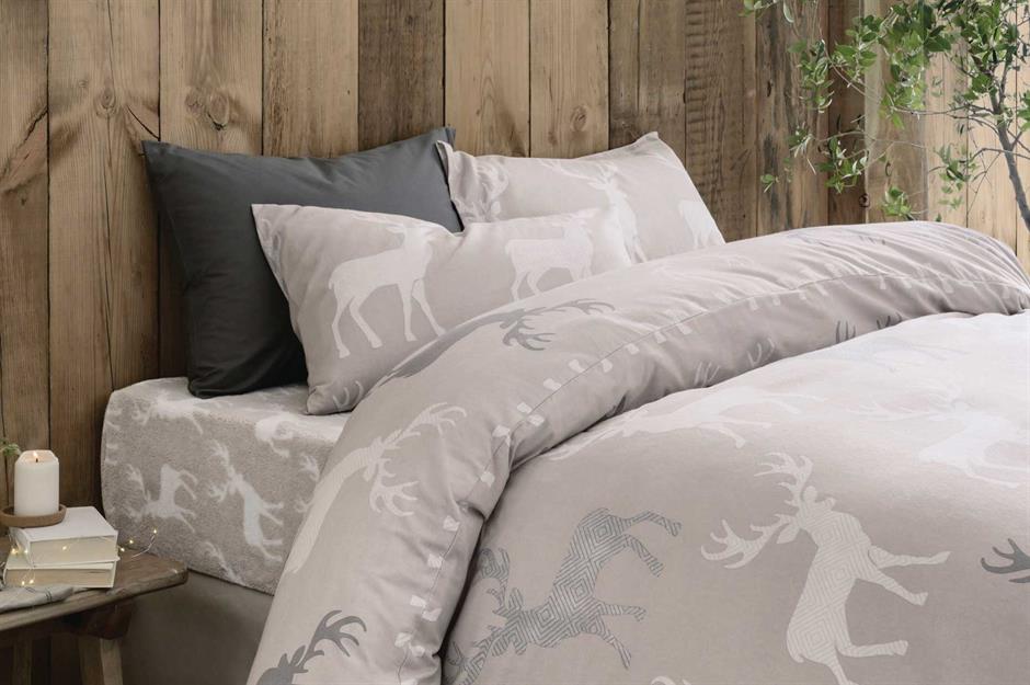 Catherine Lansfield Brushed Stag Flannelette Duvet Cover Bedding