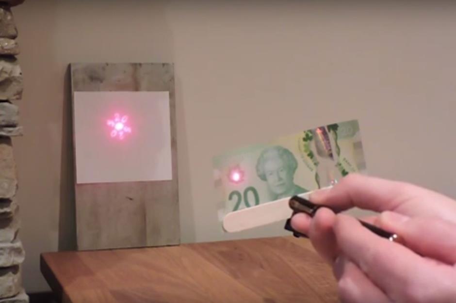 Canadian banknotes: laser trick