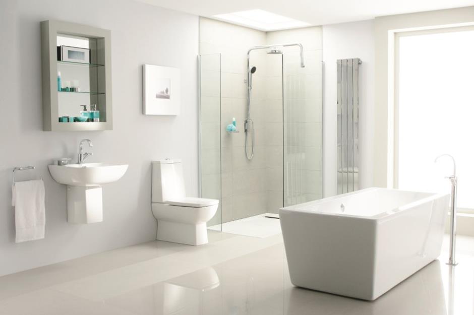 30 White Bathroom Ideas That Are Far From Boring Loveproperty Minimal White Bathroom With Modern Suite