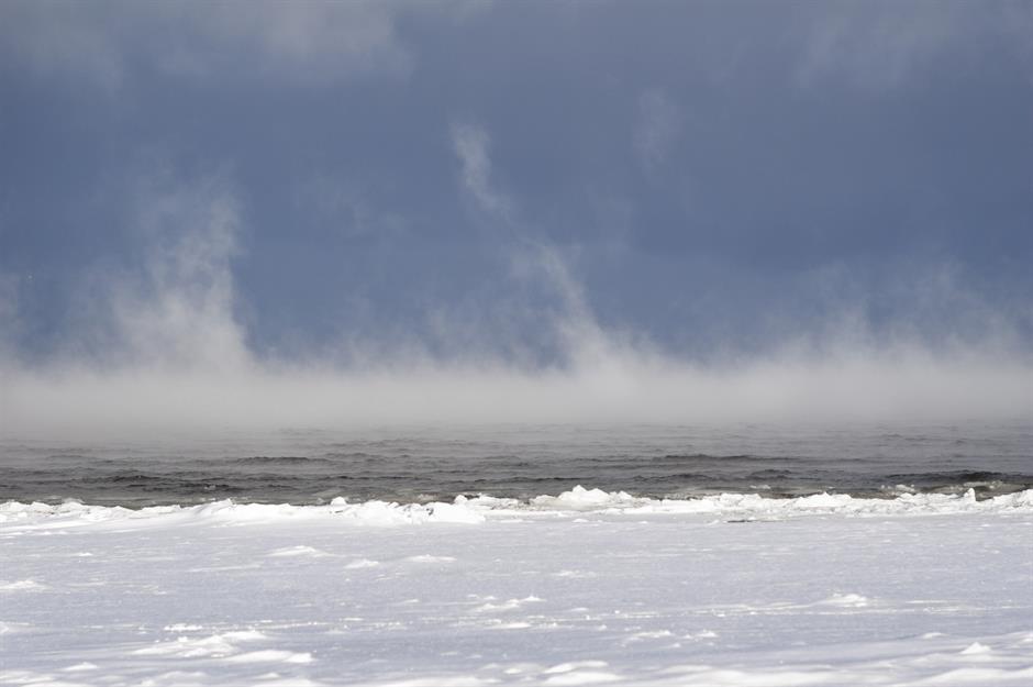 Sea smoke, Baltic Sea, Latvia