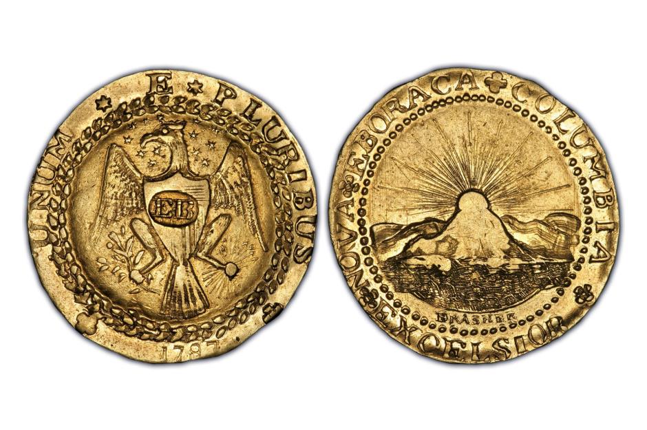 1787 Brasher Doubloon - EB on Breast, privately minted: $2,990,000 (£2.4m)