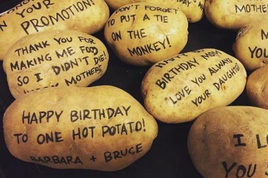 Potato Parcel – mails personalised messages on potatoes