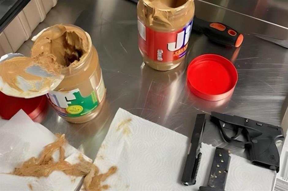3. A gun in peanut butter