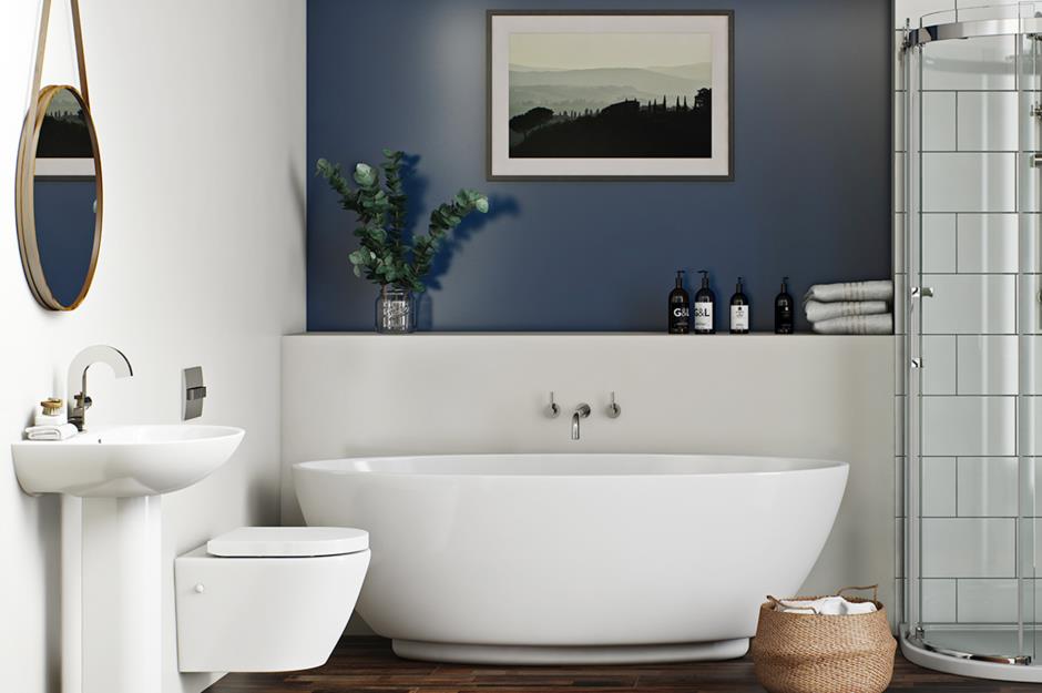 Wtsenates Extraordinary White Blue Bathroom In Collection 5145