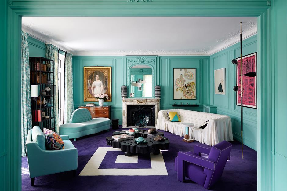 A bright, bold Memphis-influenced living room 
