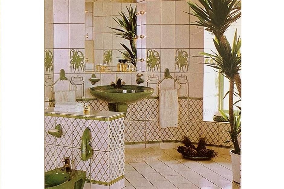 1980s tropical green bathroom