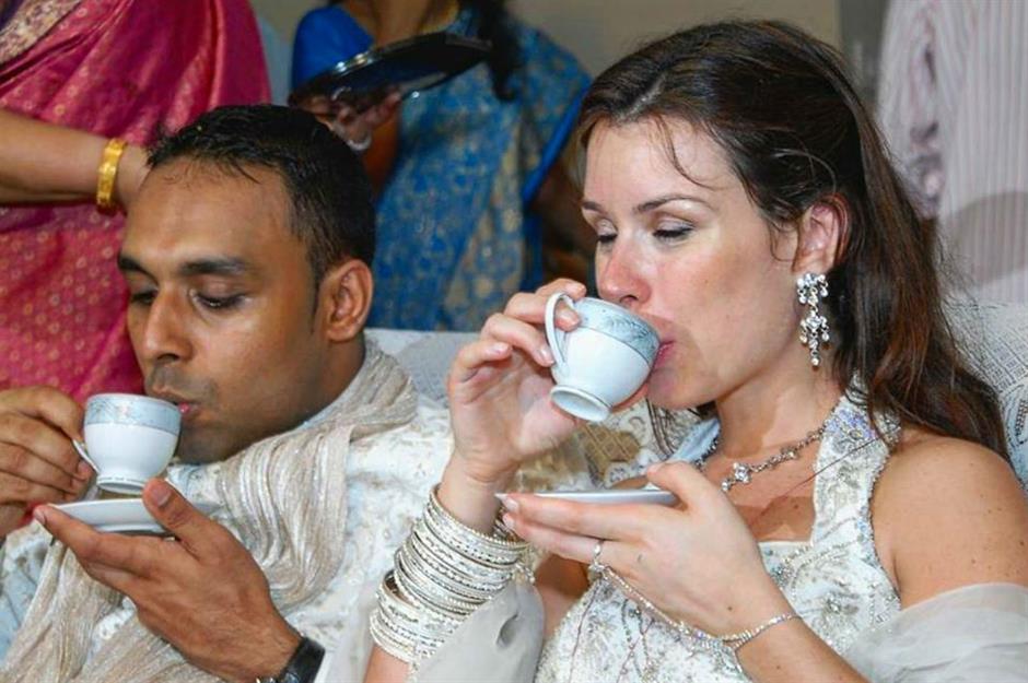 Rupesh and wife Alexandra enjoy chai tea