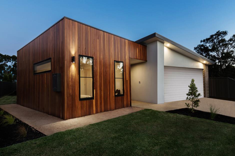 front timber clad houses