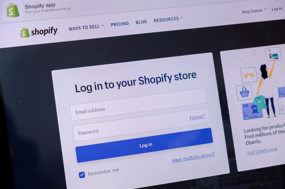 Shopify, share price change: +34%