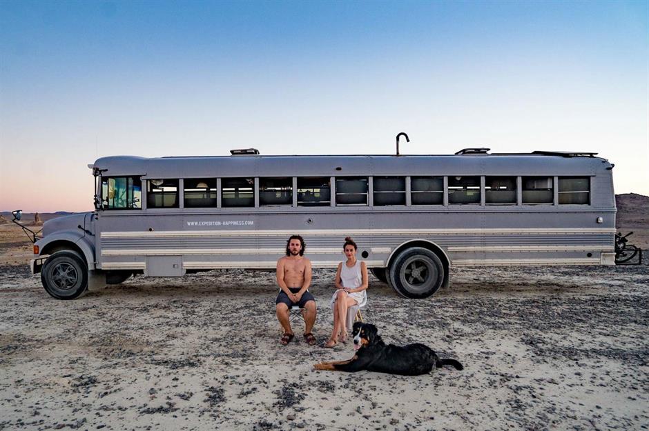 From a battered school bus to dream home on wheels