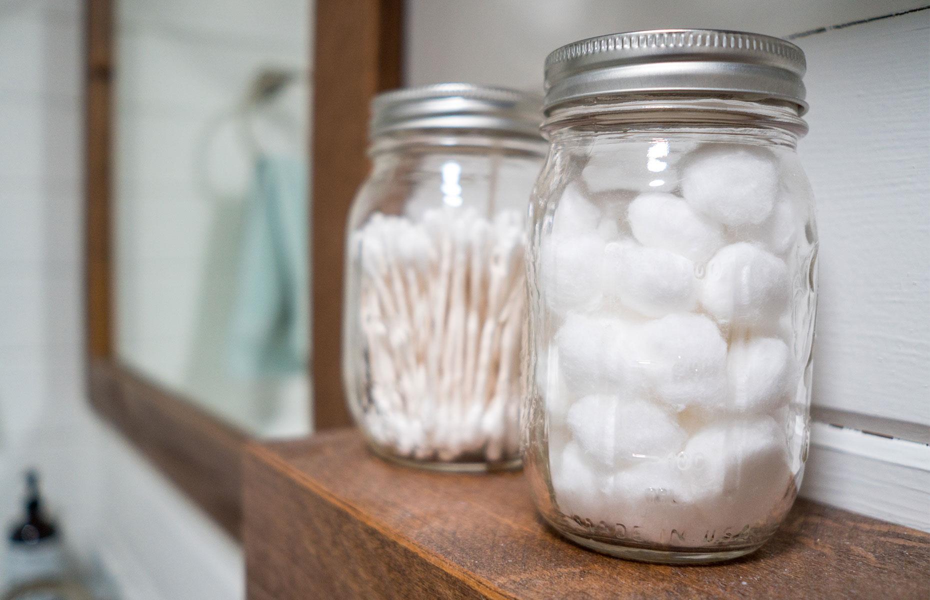 Dispense bathroom products into Mason jars