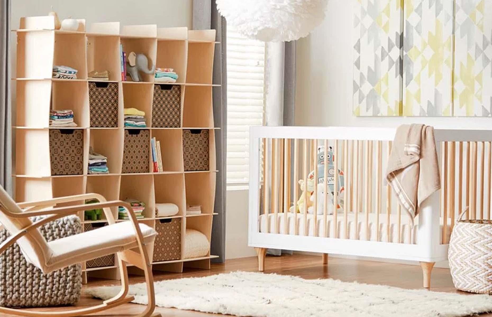 Before: a wooden Scandi-style crib