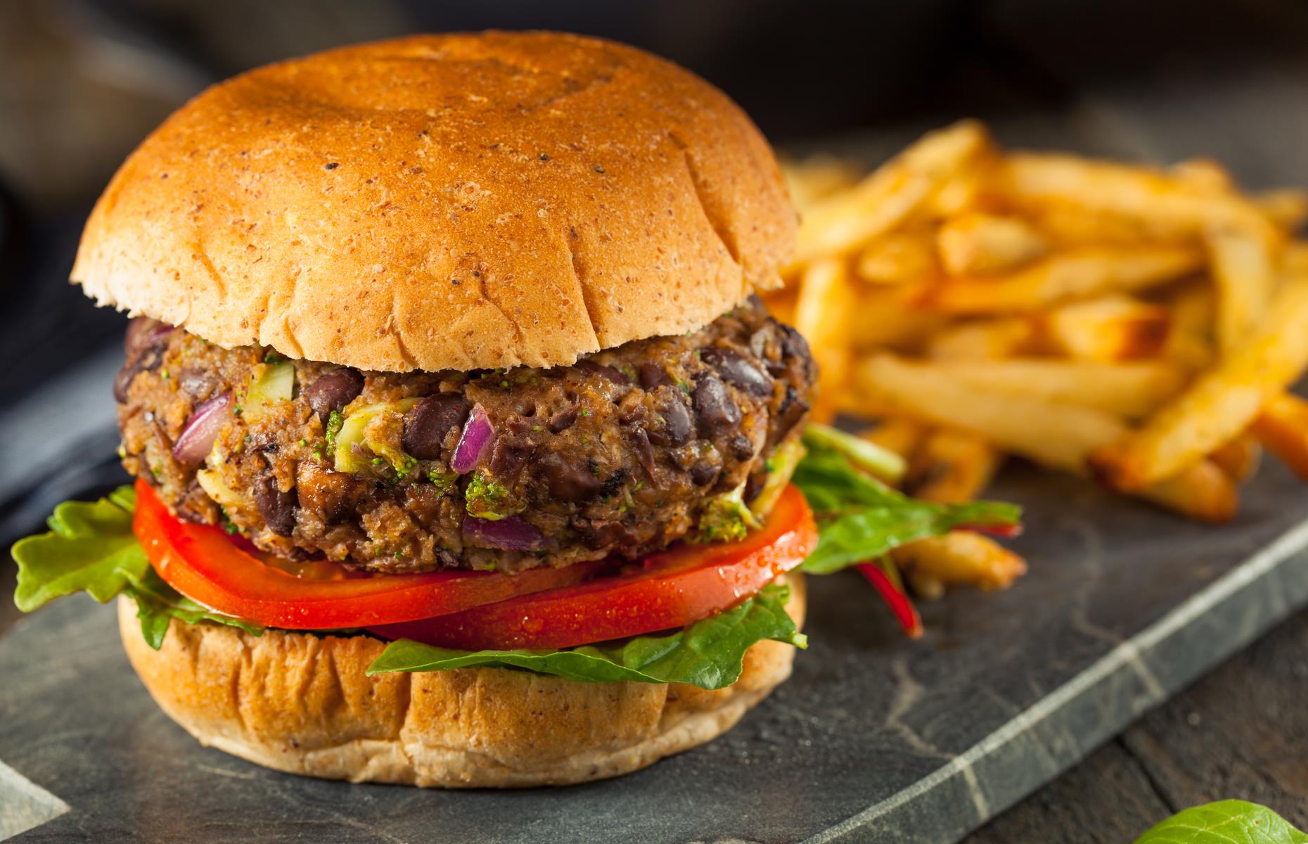 Mushroom and bean burger