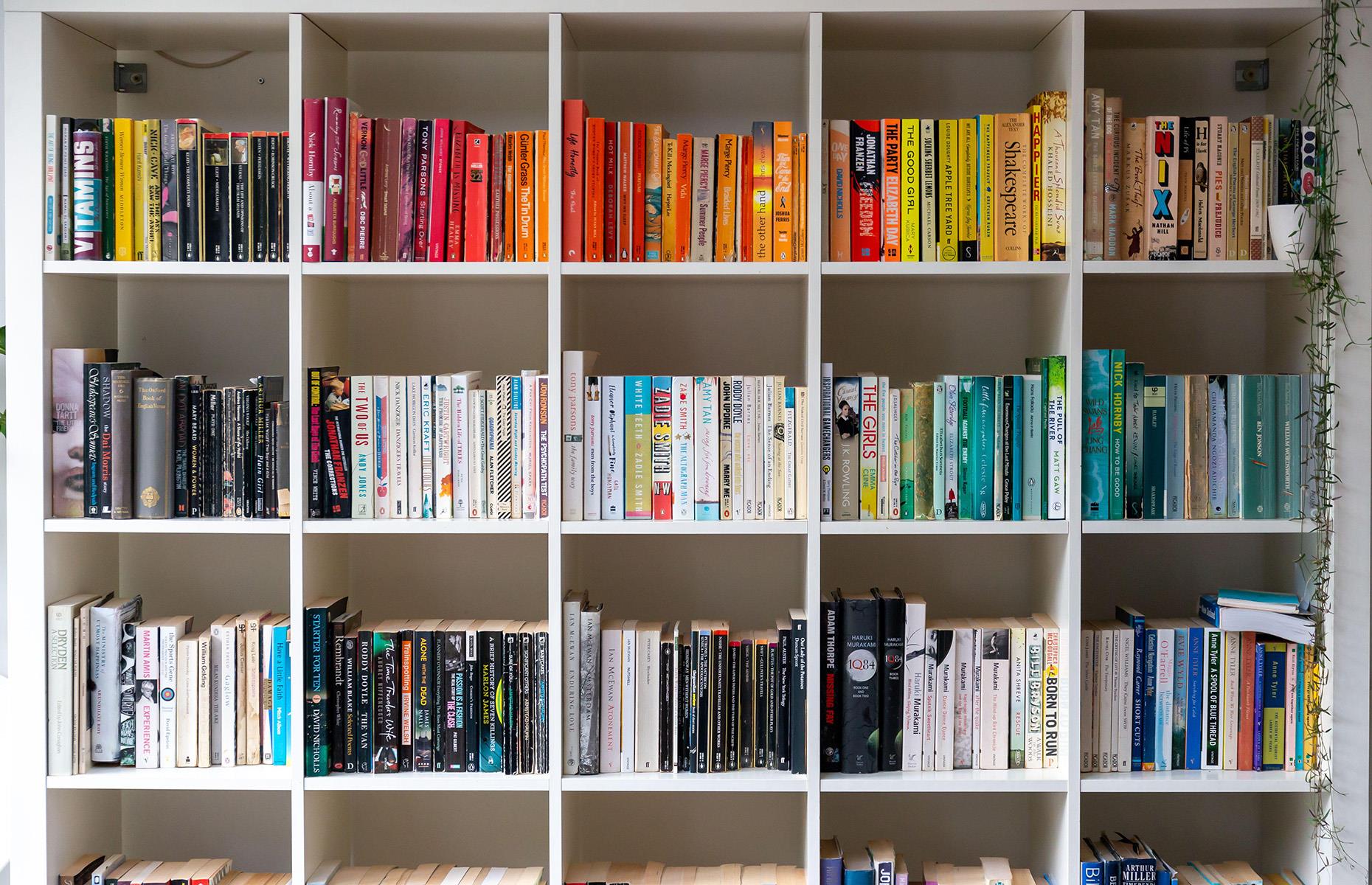 Try a colourful bookshelf