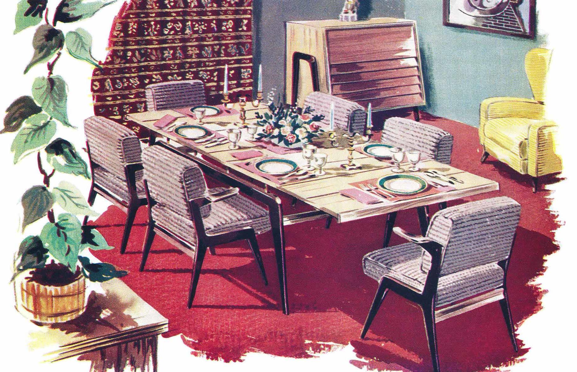 Comedor moderno de mediados de siglo