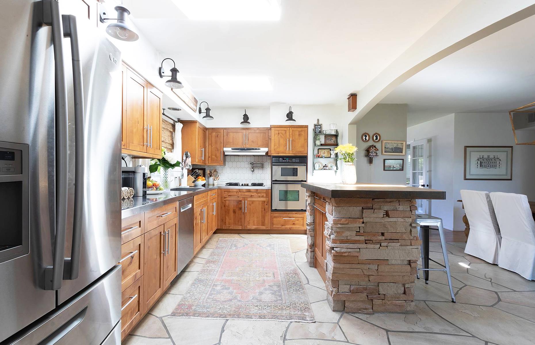 After: a bright kitchen with skylight
