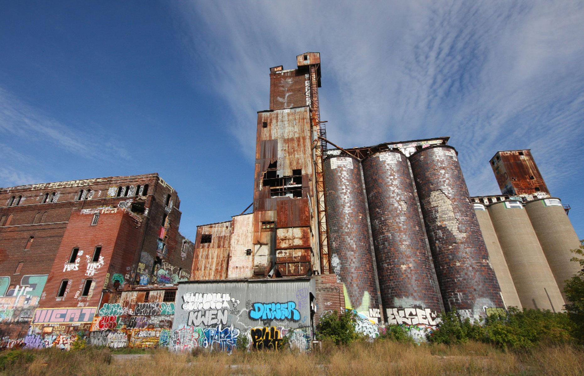 A historic grain factory left empty, Canada