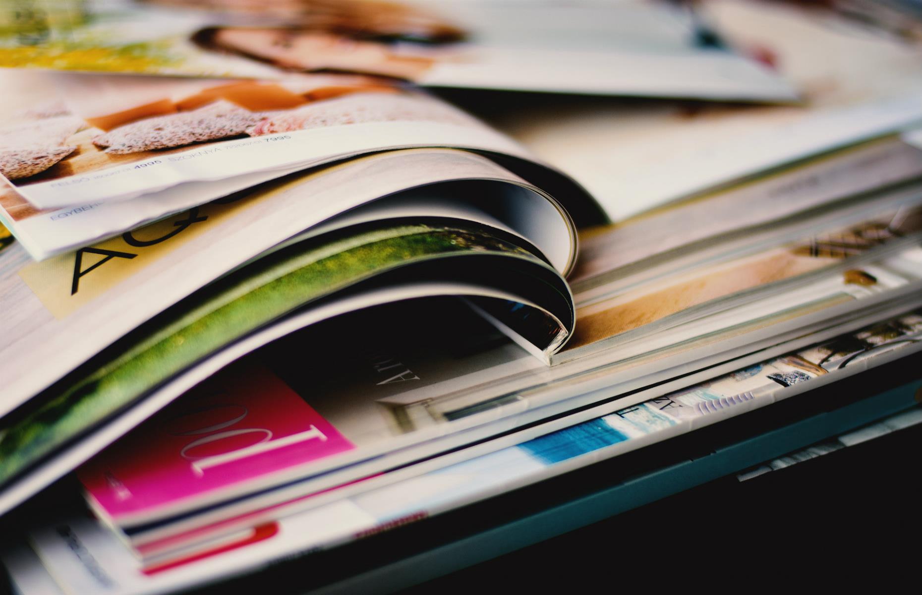Magazines piled up