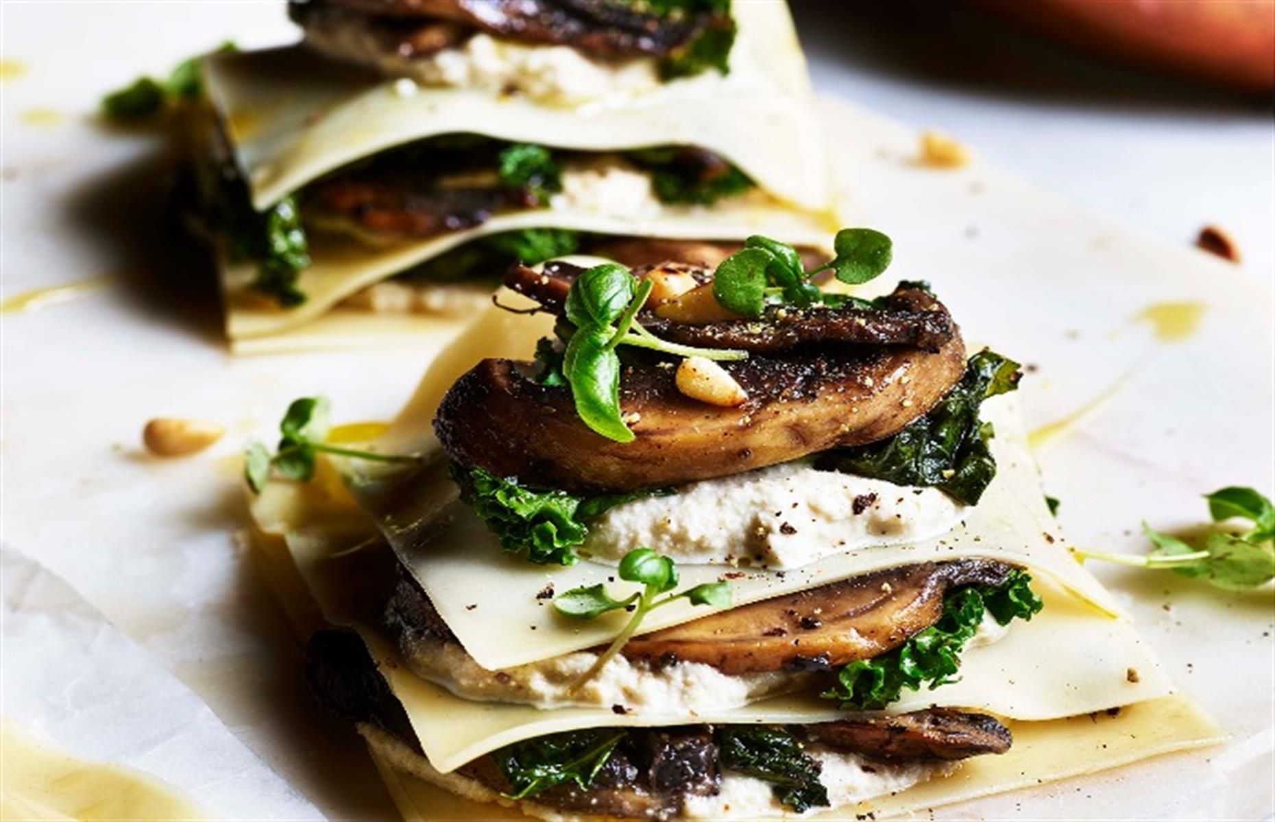 56. Open lasagne with mushrooms