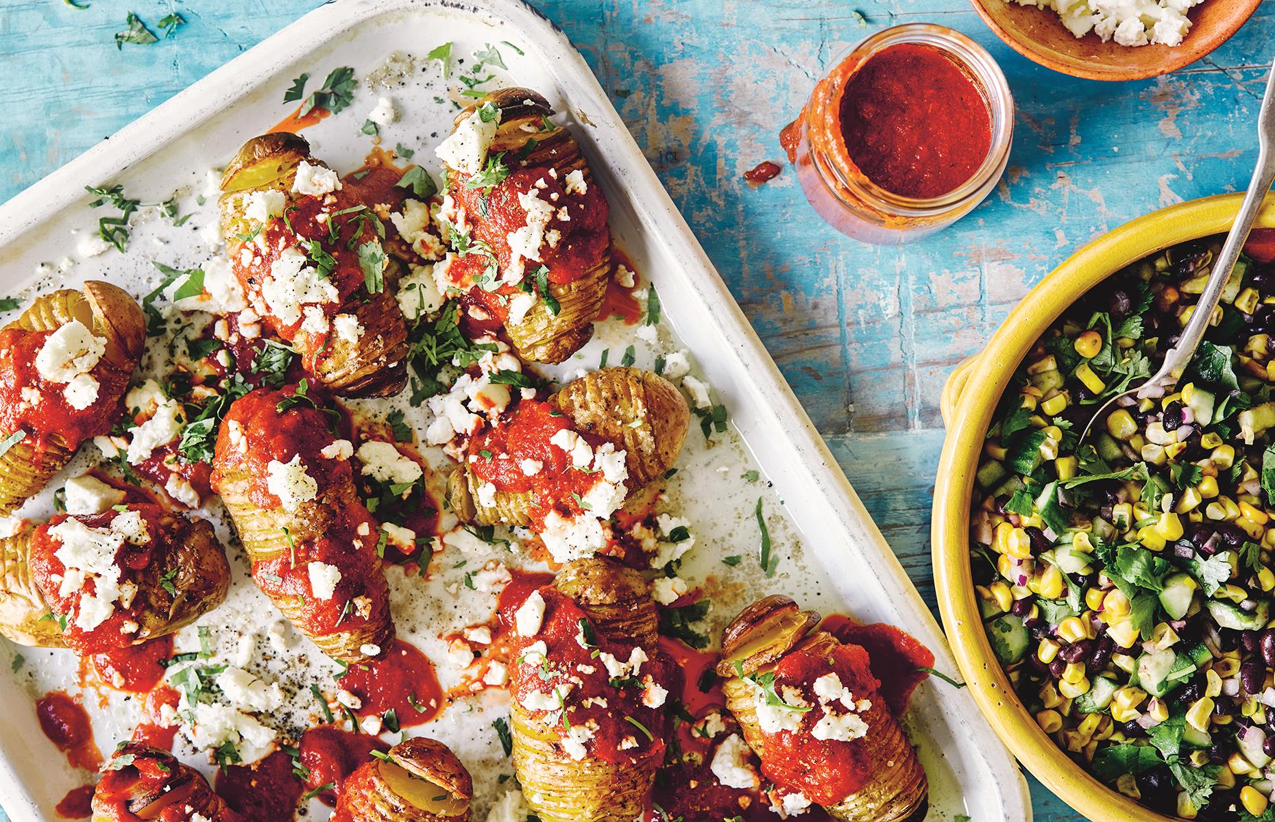 Side: hasselback potatoes with peri peri dressing
