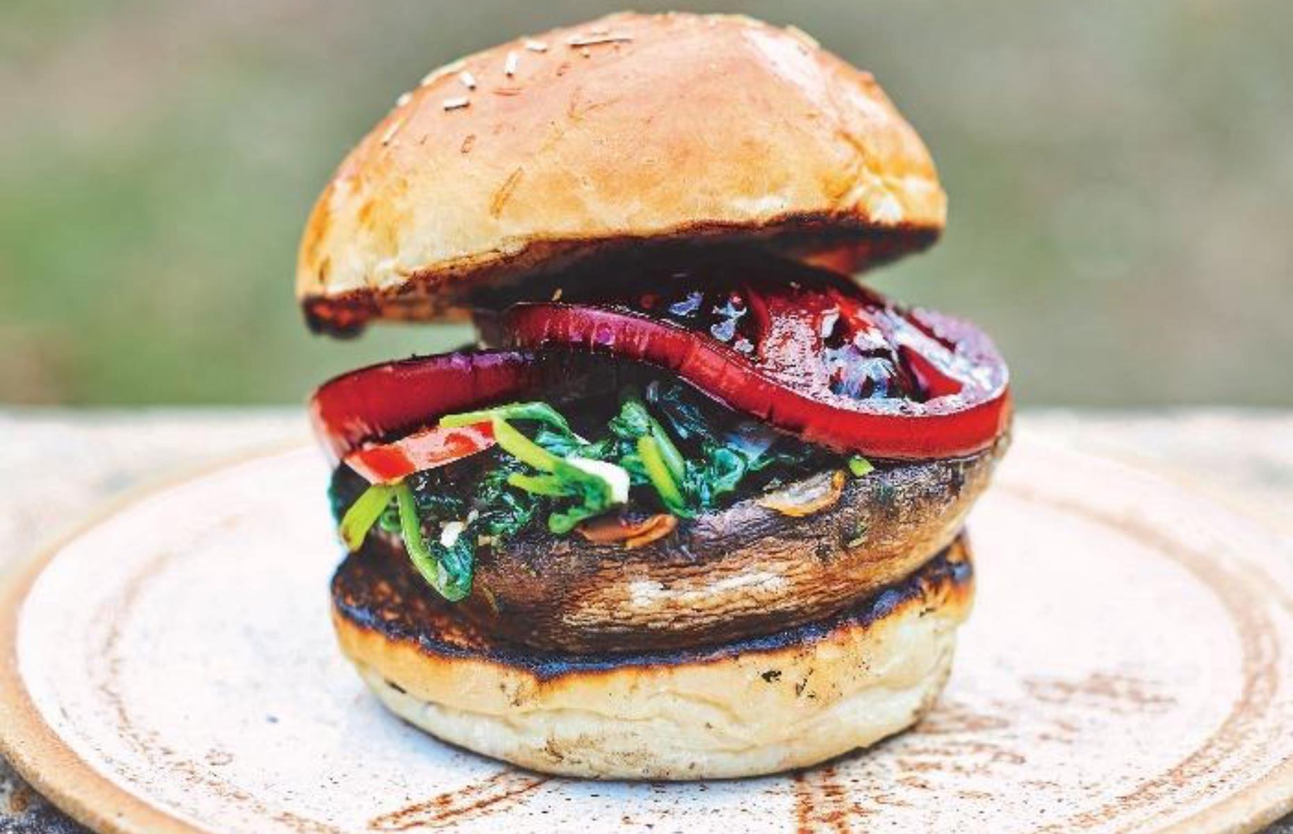 Try this spinach, tomato and mushroom burger