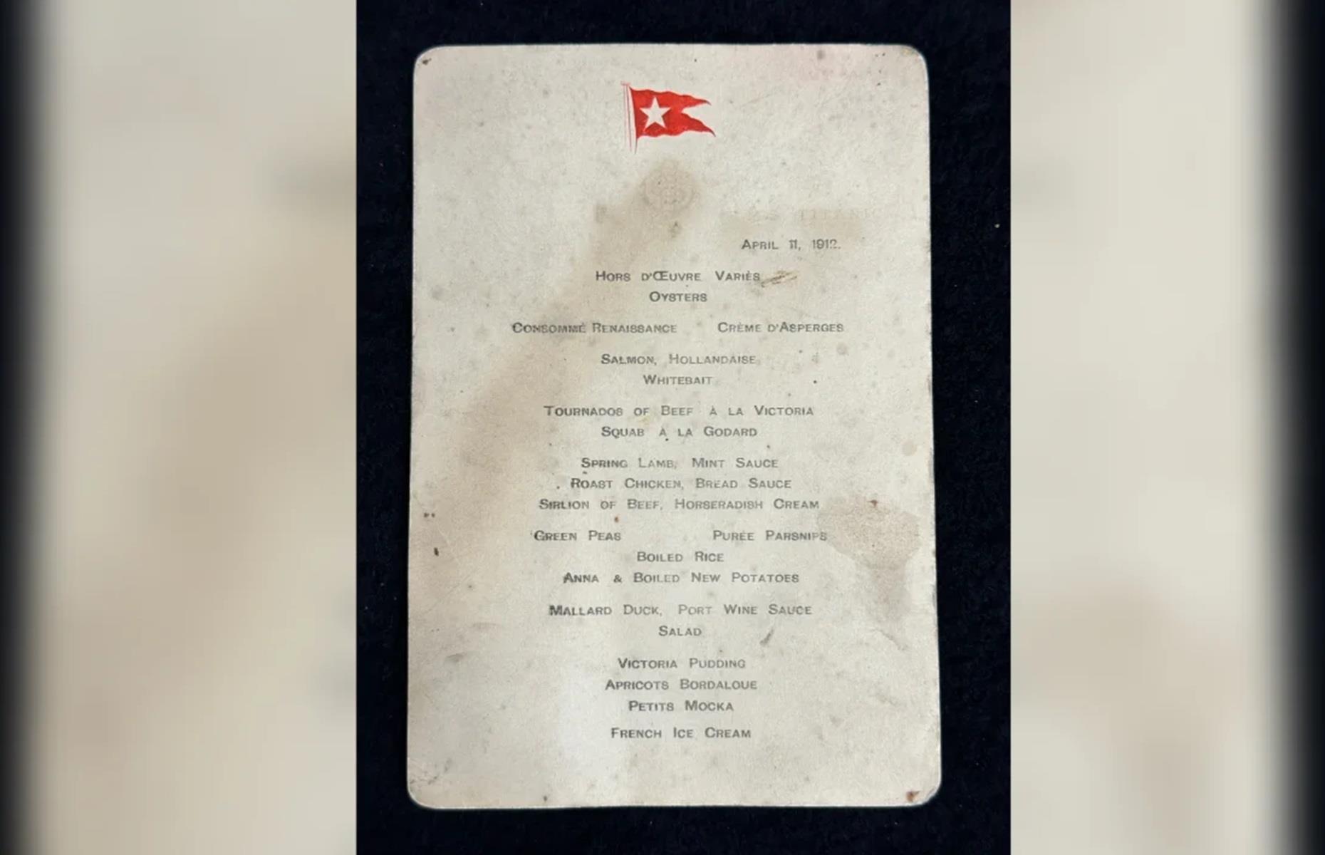 Erste-Klasse-Speisekarte vom 11. April 1912: € 98.300