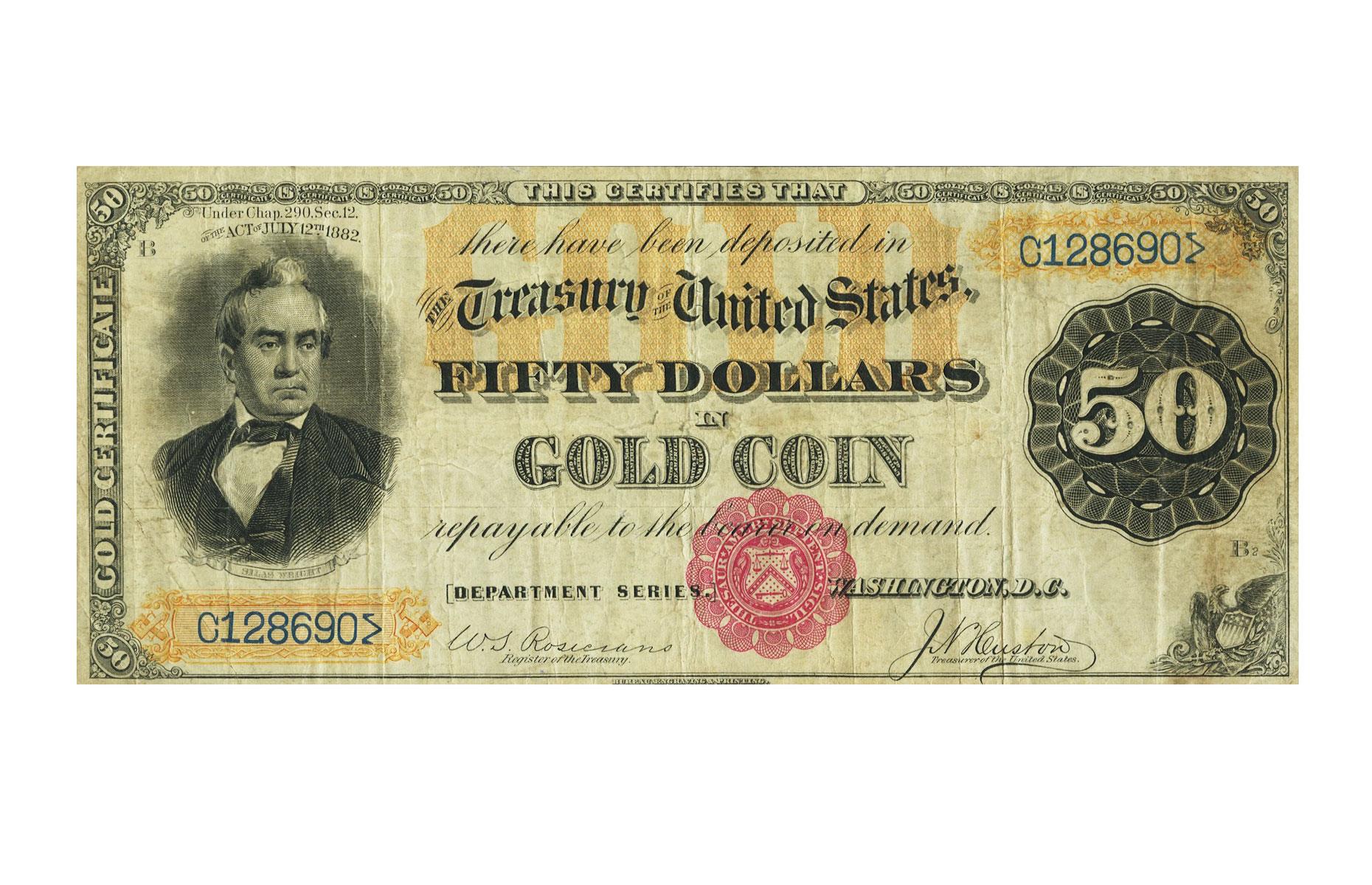 USA 1882 Fr.1192a $50 Gold Certificate – $200,000 (£161k)